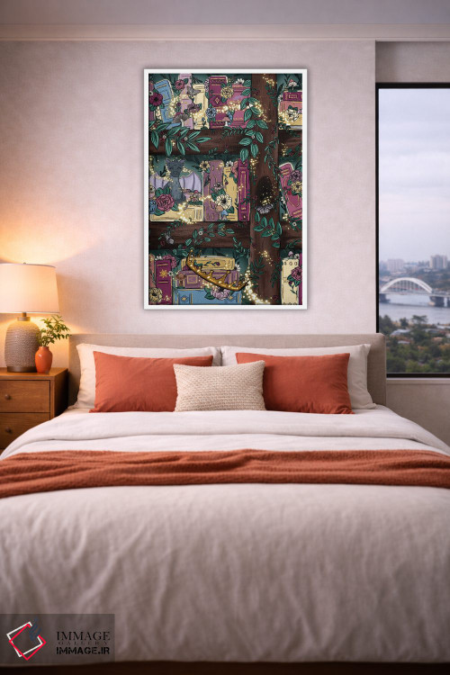 تابلو دکوراتیو قفسه کتاب جنگل افسانه ای اثر کیتی برایانت - D3W