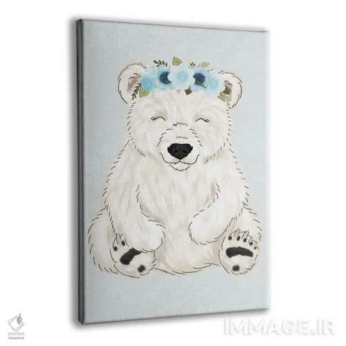 تابلو دکوراتیو خرس قطبی با تاج گل اثر کیتی برایانت - نمای پرسپکتیو محصول
