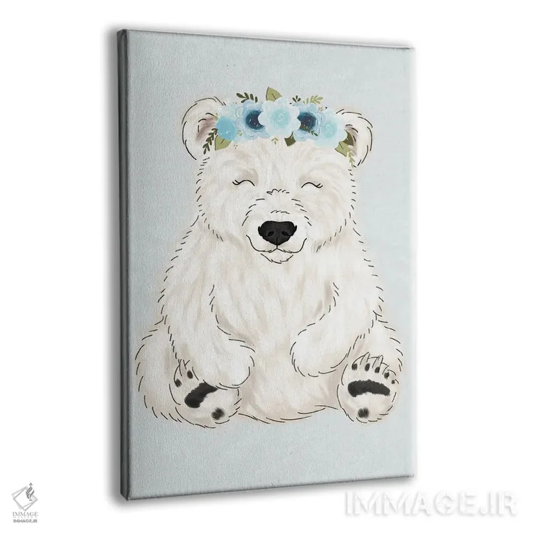 تابلو دکوراتیو خرس قطبی با تاج گل اثر کیتی برایانت - نمای پرسپکتیو محصول