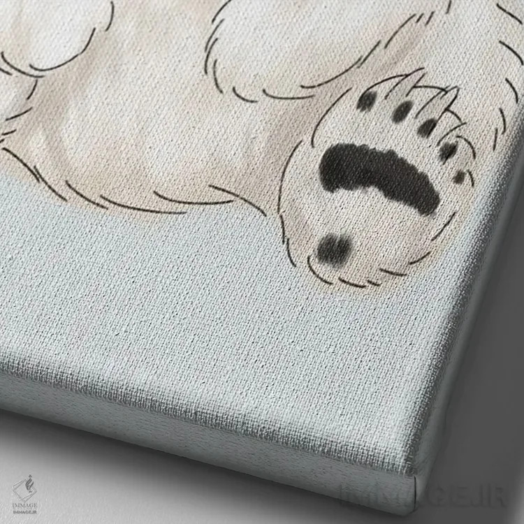 تابلو دکوراتیو خرس قطبی با تاج گل اثر کیتی برایانت - نمای نزدیک بافت بوم