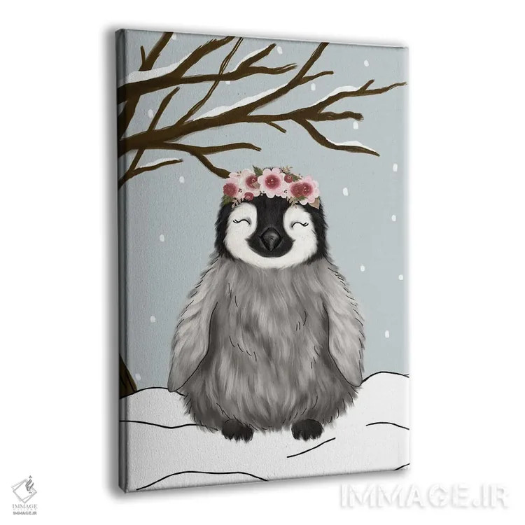 تابلو دکوراتیو پنگوئن زمستانی اثر کیتی برایانت - نمای پرسپکتیو محصول