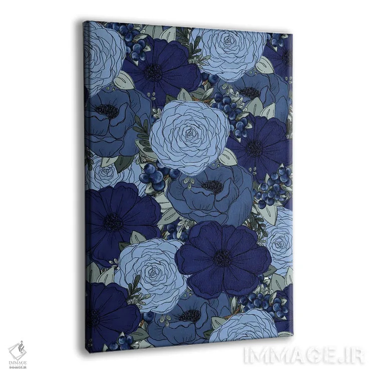 تابلو دکوراتیو گل های طراحی شده بلوبری اثر کیتی برایانت - نمای پرسپکتیو محصول