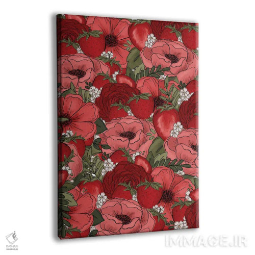 تابلو دکوراتیو گل های طراحی شده توت فرنگی اثر کیتی برایانت - نمای پرسپکتیو محصول