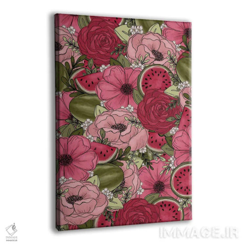 تابلو دکوراتیو گل های طراحی شده هندوانه اثر کیتی برایانت - نمای پرسپکتیو محصول