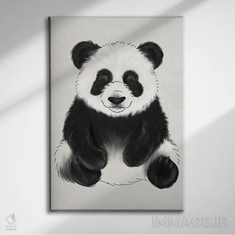 تابلو دکوراتیو پاندای نوزاد اثر کیتی برایانت - نمای روبهرو روی دیوار