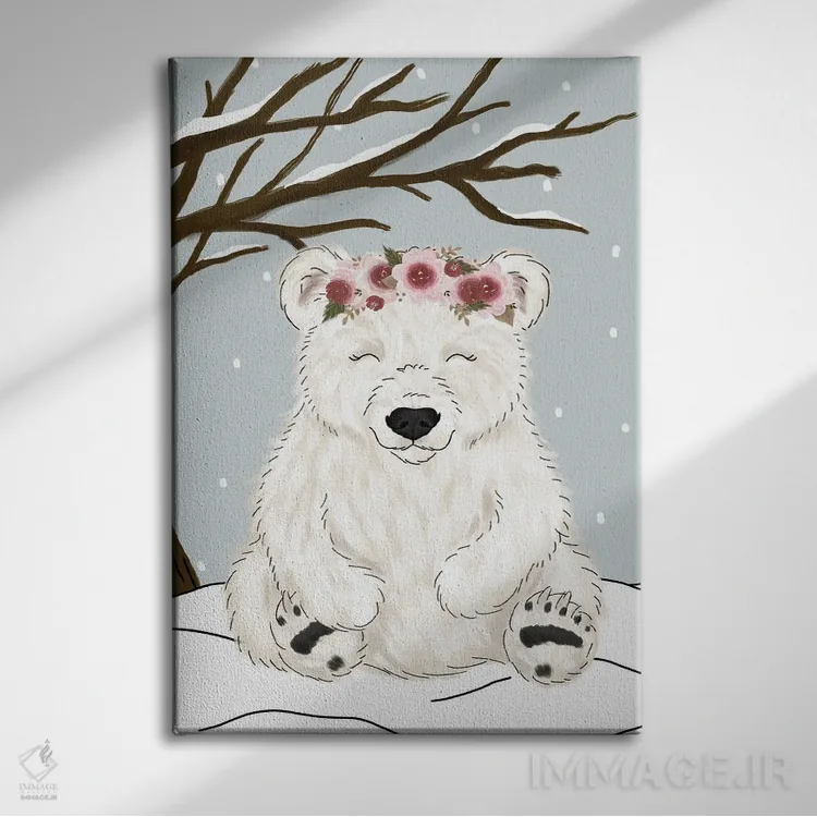 تابلو دکوراتیو خرس قطبی زمستانی اثر کیتی برایانت - نمای روبهرو روی دیوار