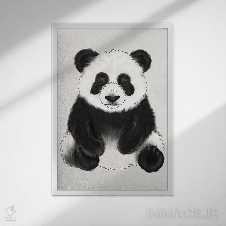 تابلو دکوراتیو پاندای نوزاد اثر کیتی برایانت - نمای قابدار سفید