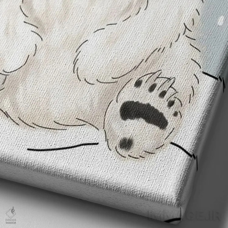 تابلو دکوراتیو خرس قطبی زمستانی اثر کیتی برایانت - نمای نزدیک بافت بوم