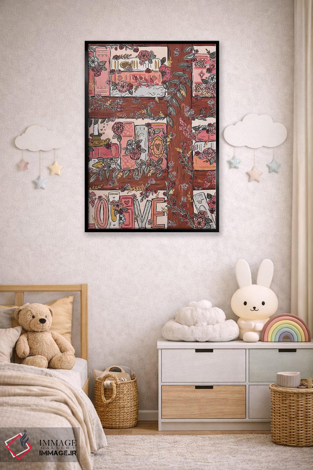 تابلو دکوراتیو قفسه کتاب داستان عاشقانه اثر کیتی برایانت - D6B