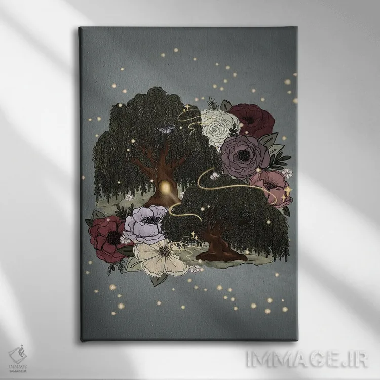 تابلو دکوراتیو درختان بید خیال انگیز اثر کیتی برایانت - نمای روبهرو روی دیوار