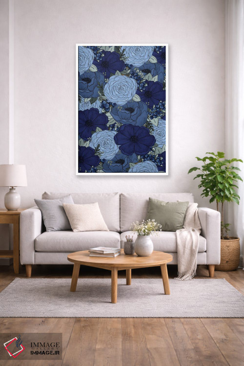 تابلو دکوراتیو گل های طراحی شده بلوبری اثر کیتی برایانت - D1W