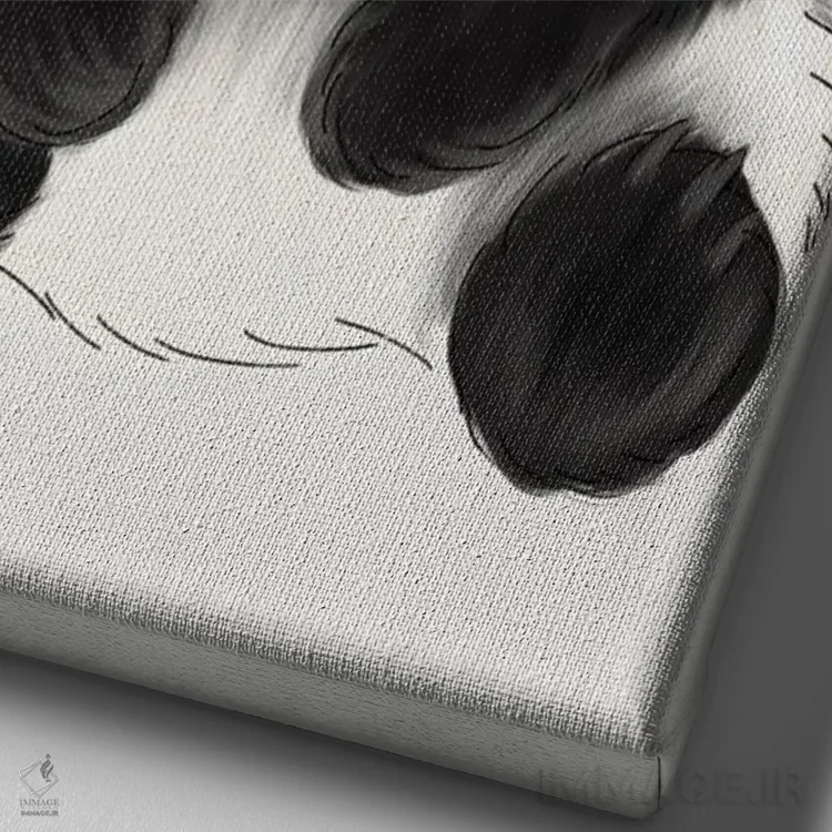 تابلو دکوراتیو پاندای نوزاد با تاج گل اثر کیتی برایانت - نمای نزدیک بافت بوم