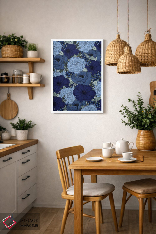 تابلو دکوراتیو گل های طراحی شده بلوبری اثر کیتی برایانت - D3W