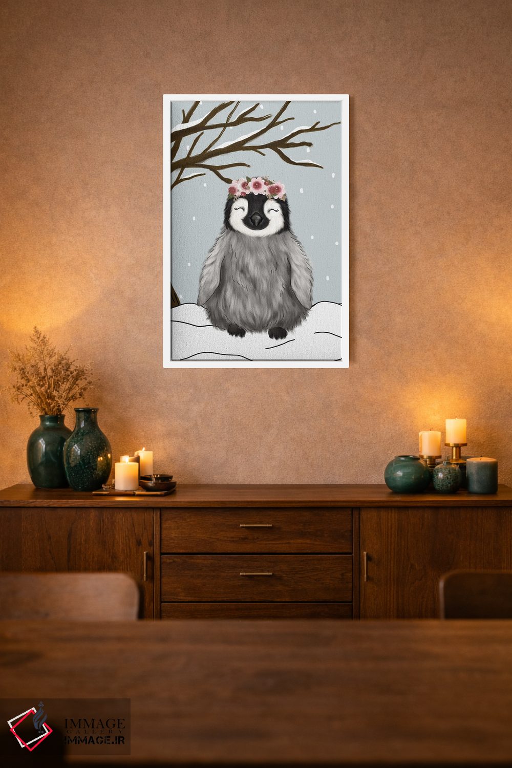 تابلو دکوراتیو پنگوئن زمستانی اثر کیتی برایانت - D1W