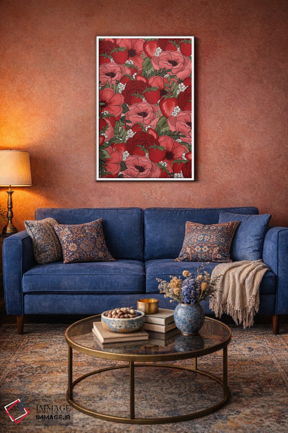 تابلو دکوراتیو گل های طراحی شده توت فرنگی اثر کیتی برایانت - D3W