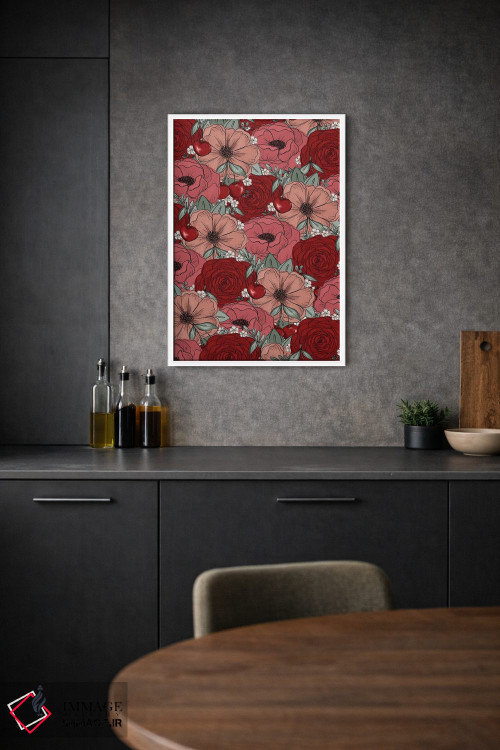 تابلو دکوراتیو گل های طراحی شده گیلاس اثر کیتی برایانت - D1W