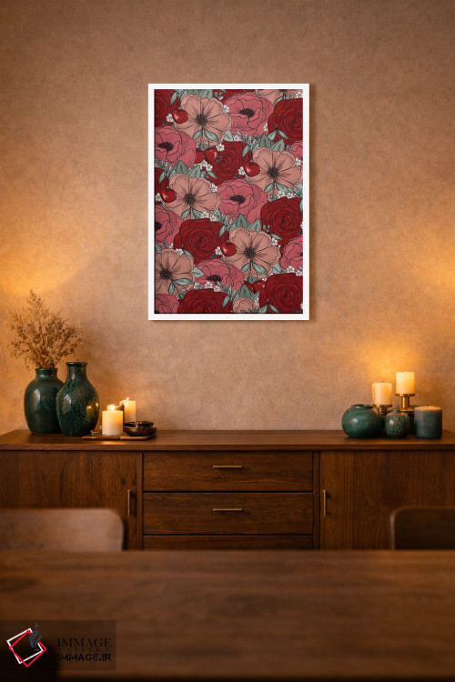 تابلو دکوراتیو گل های طراحی شده گیلاس اثر کیتی برایانت - D2W