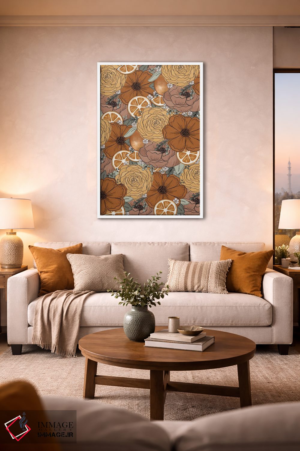 تابلو دکوراتیو گل های طراحی شده پرتقال اثر کیتی برایانت - D2W