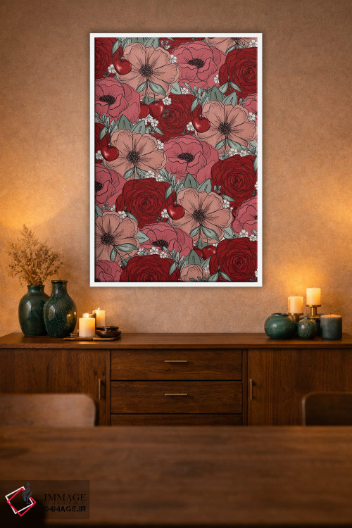 تابلو دکوراتیو گل های طراحی شده گیلاس اثر کیتی برایانت - D3W