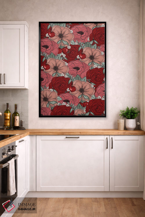 تابلو دکوراتیو گل های طراحی شده گیلاس اثر کیتی برایانت - D4B