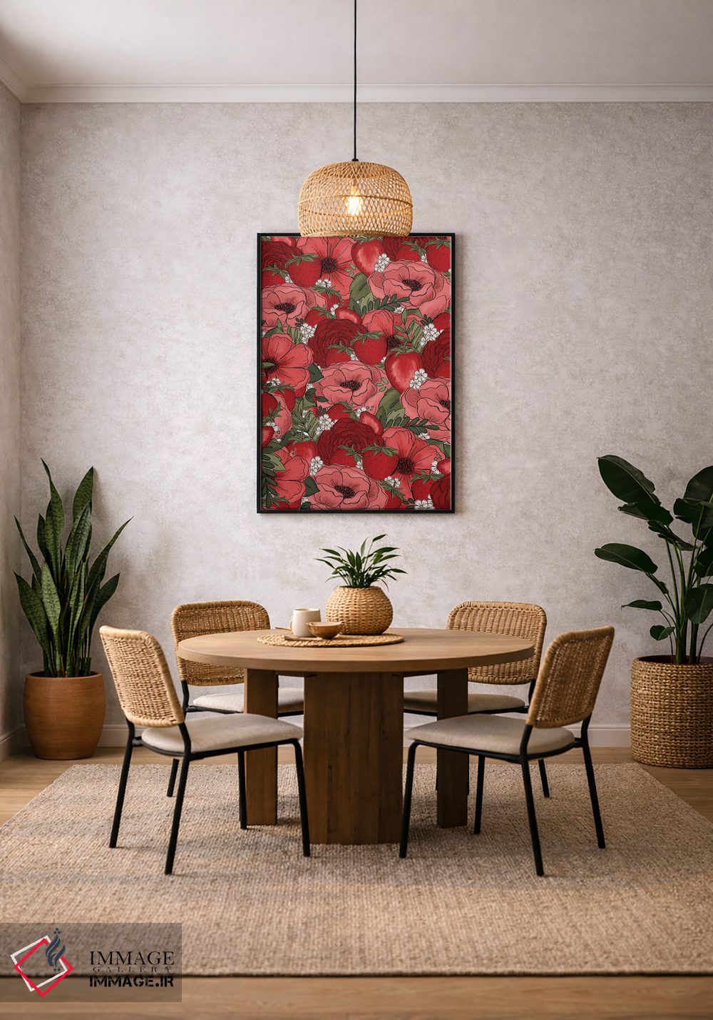 تابلو دکوراتیو گل های طراحی شده توت فرنگی اثر کیتی برایانت - D5B