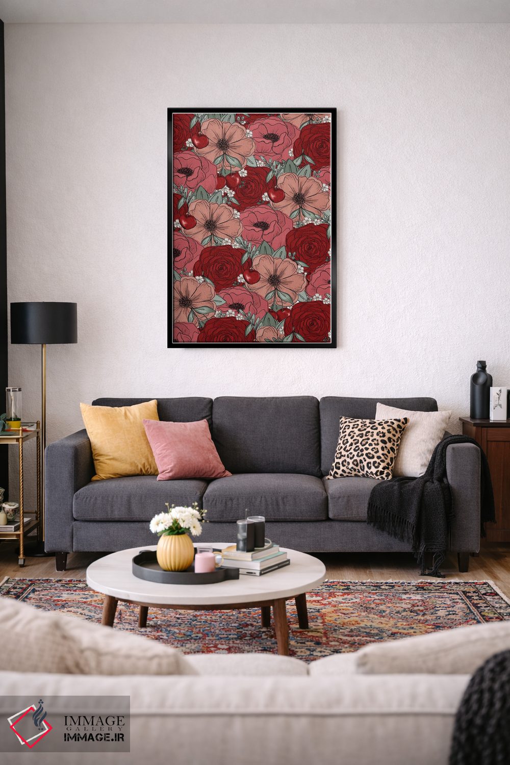 تابلو دکوراتیو گل های طراحی شده گیلاس اثر کیتی برایانت - D5B