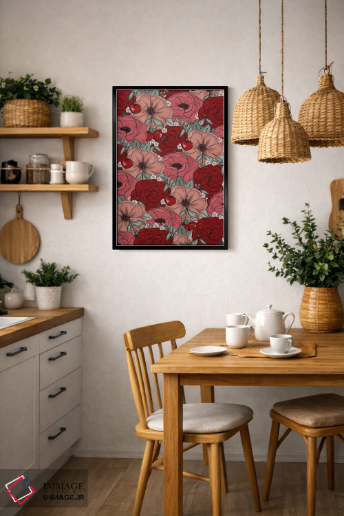 تابلو دکوراتیو گل های طراحی شده گیلاس اثر کیتی برایانت - D6B