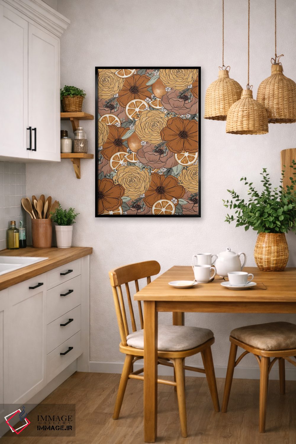 تابلو دکوراتیو گل های طراحی شده پرتقال اثر کیتی برایانت - D6B