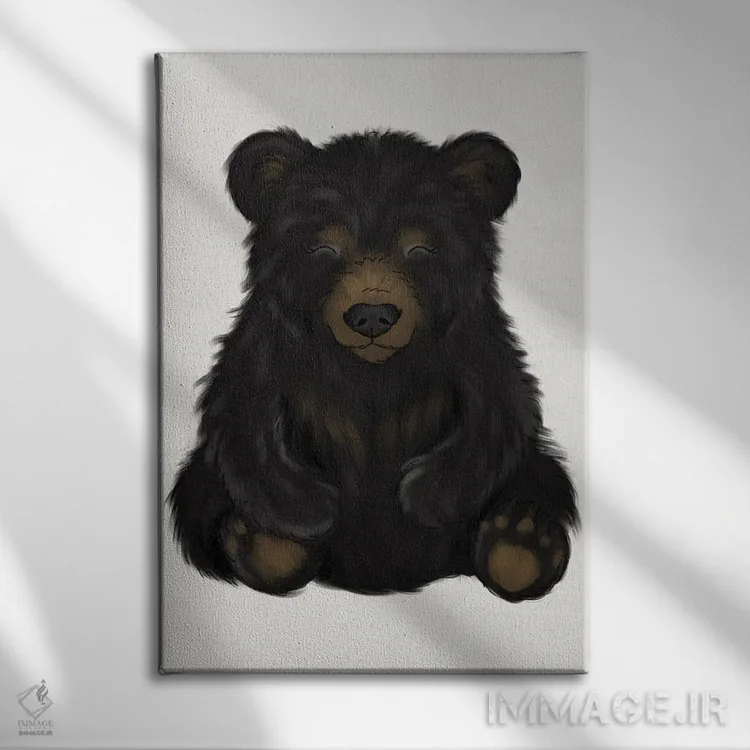 تابلو دکوراتیو خرس سیاه نوزاد اثر کیتی برایانت - نمای روبهرو روی دیوار