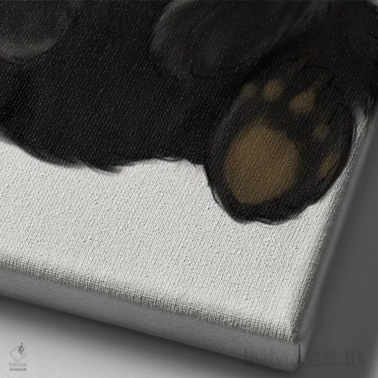 تابلو دکوراتیو خرس سیاه نوزاد اثر کیتی برایانت - نمای نزدیک بافت بوم