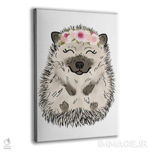 تابلو دکوراتیو جوجه تیغی با تاج گل اثر کیتی برایانت - نمای پرسپکتیو محصول