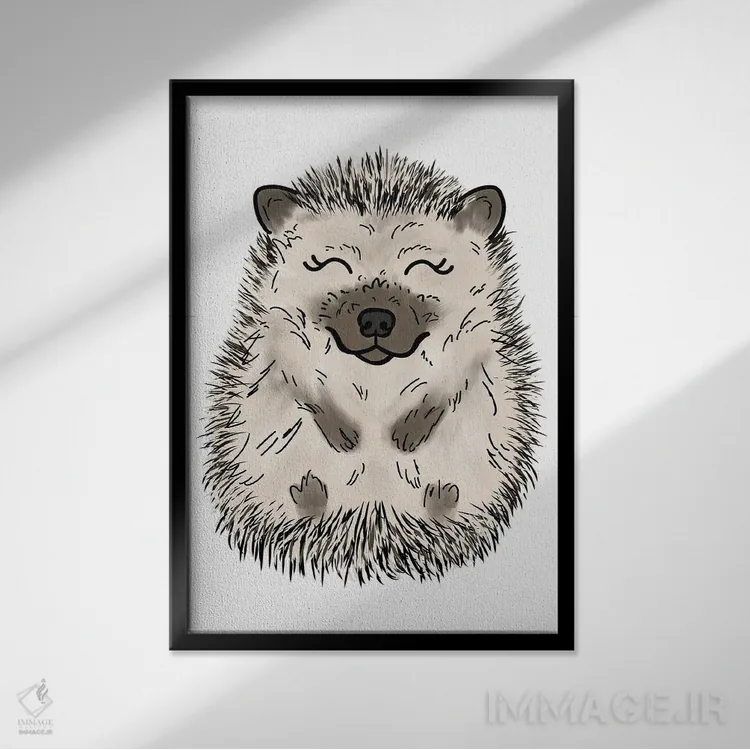 تابلو دکوراتیو جوجه تیغی اثر کیتی برایانت - نمای قابدار مشکی