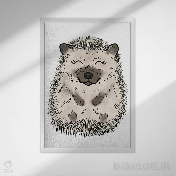 تابلو دکوراتیو جوجه تیغی اثر کیتی برایانت - نمای قابدار سفید