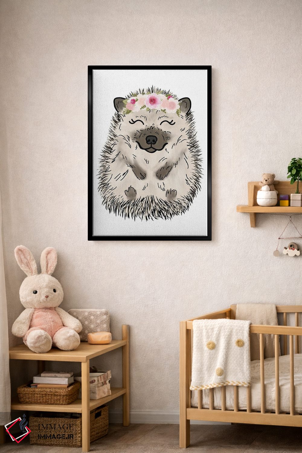 تابلو دکوراتیو جوجه تیغی با تاج گل اثر کیتی برایانت - D4B