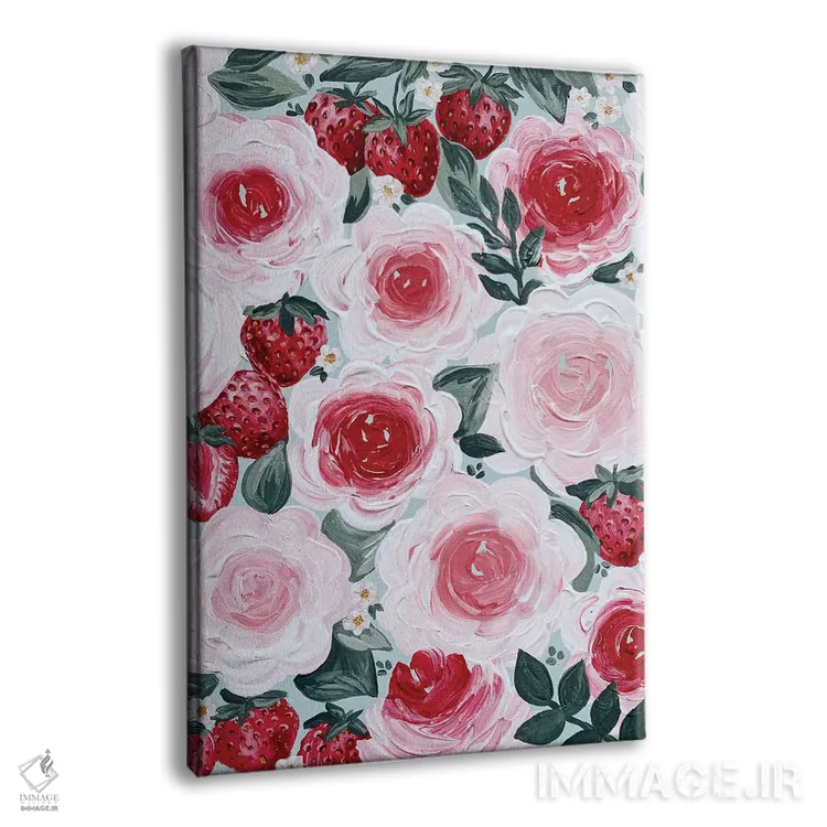 تابلو دکوراتیو گل های توت فرنگی اثر کیتی برایانت - نمای پرسپکتیو محصول
