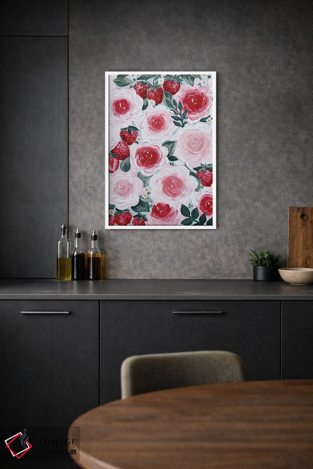 تابلو دکوراتیو گل های توت فرنگی اثر کیتی برایانت - D1W