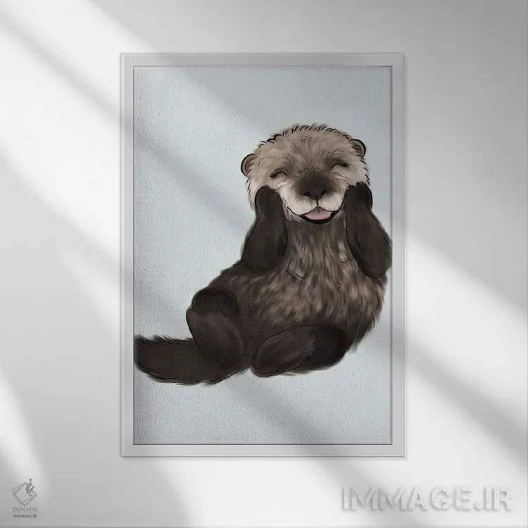 تابلو دکوراتیو سمور بچه اثر کیتی برایانت - نمای قابدار سفید