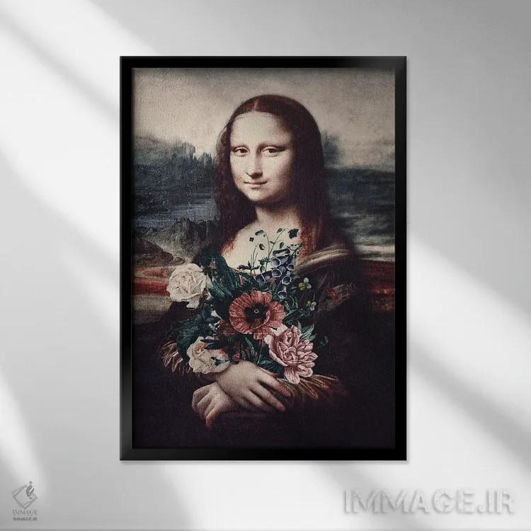 تابلو دکوراتیو لیزا و گل ها اثر کارن کانتوک - نمای قابدار مشکی