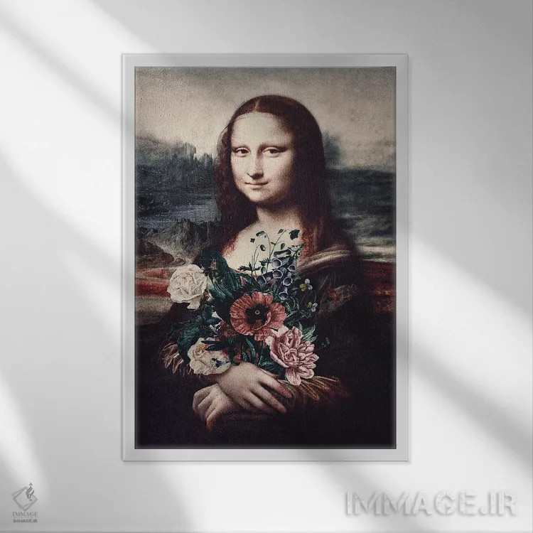 تابلو دکوراتیو لیزا و گل ها اثر کارن کانتوک - نمای قابدار سفید