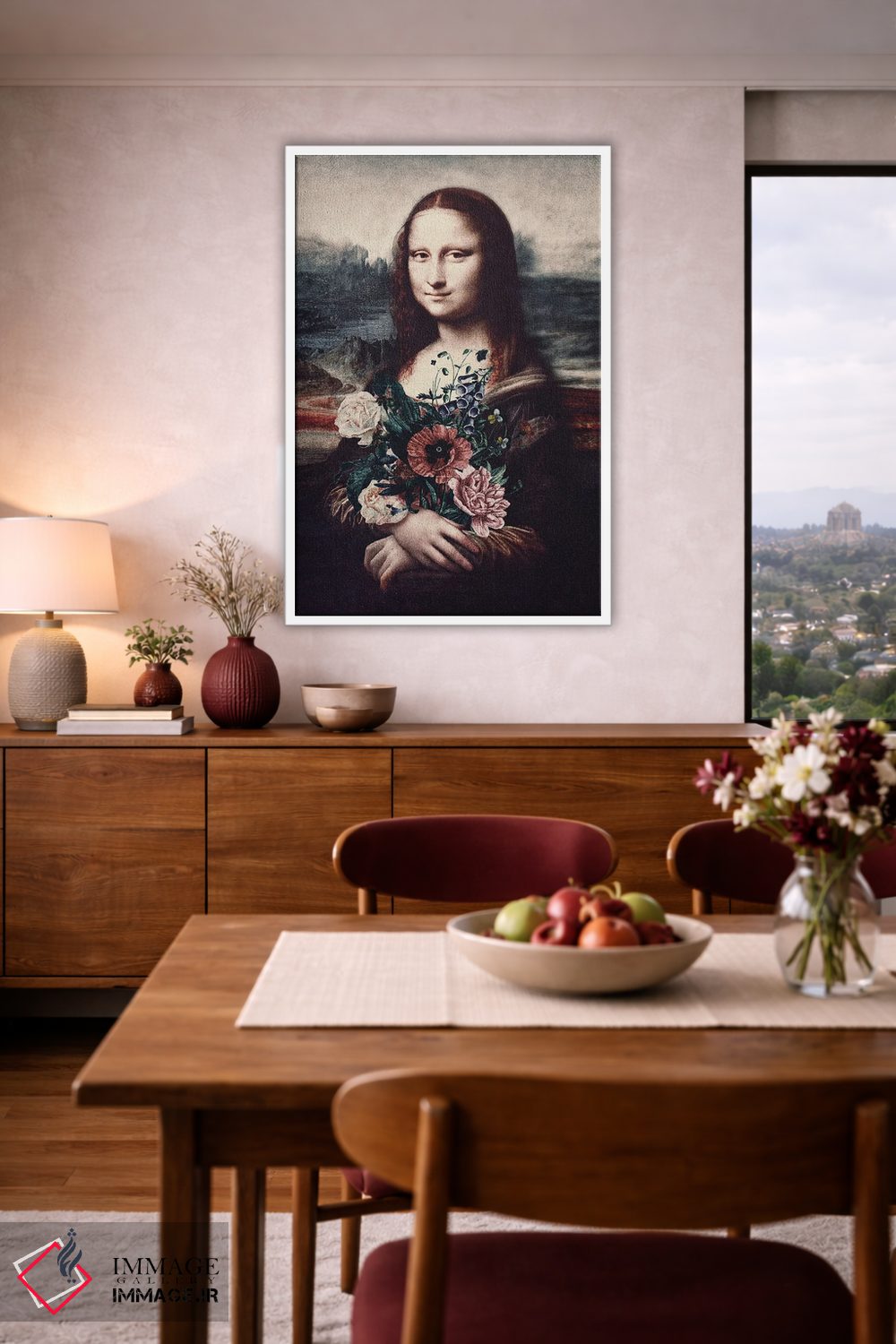 تابلو دکوراتیو لیزا و گل ها اثر کارن کانتوک - D3W