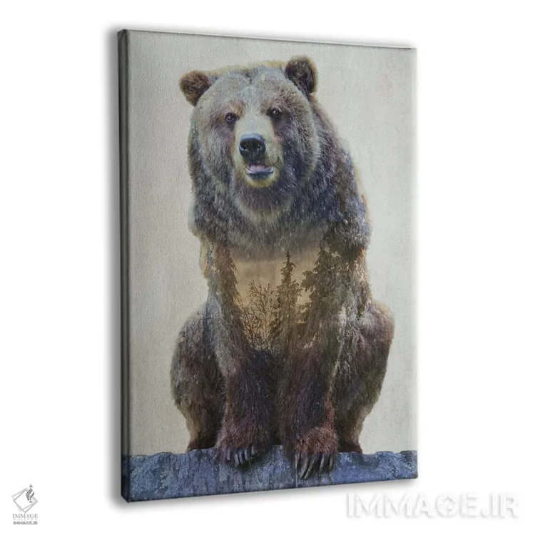 تابلو دکوراتیو خرس گریزلی اثر کیم کورینگا - نمای پرسپکتیو محصول