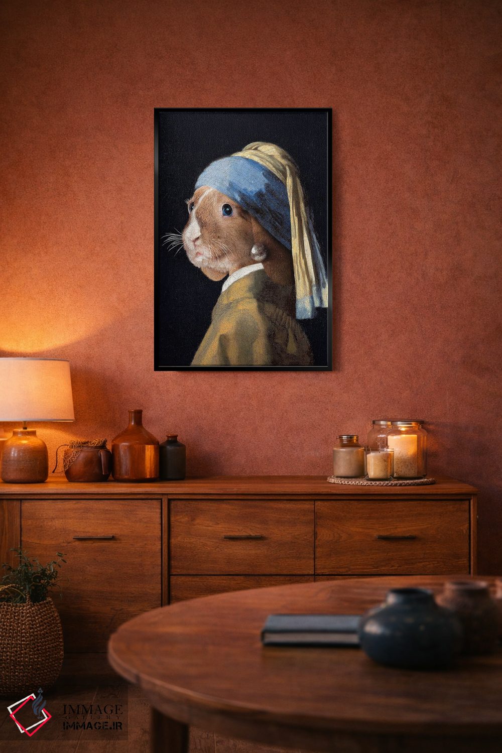 تابلو دکوراتیو خرگوش با گوشواره گلابی اثر کارن کانتوک - D5B