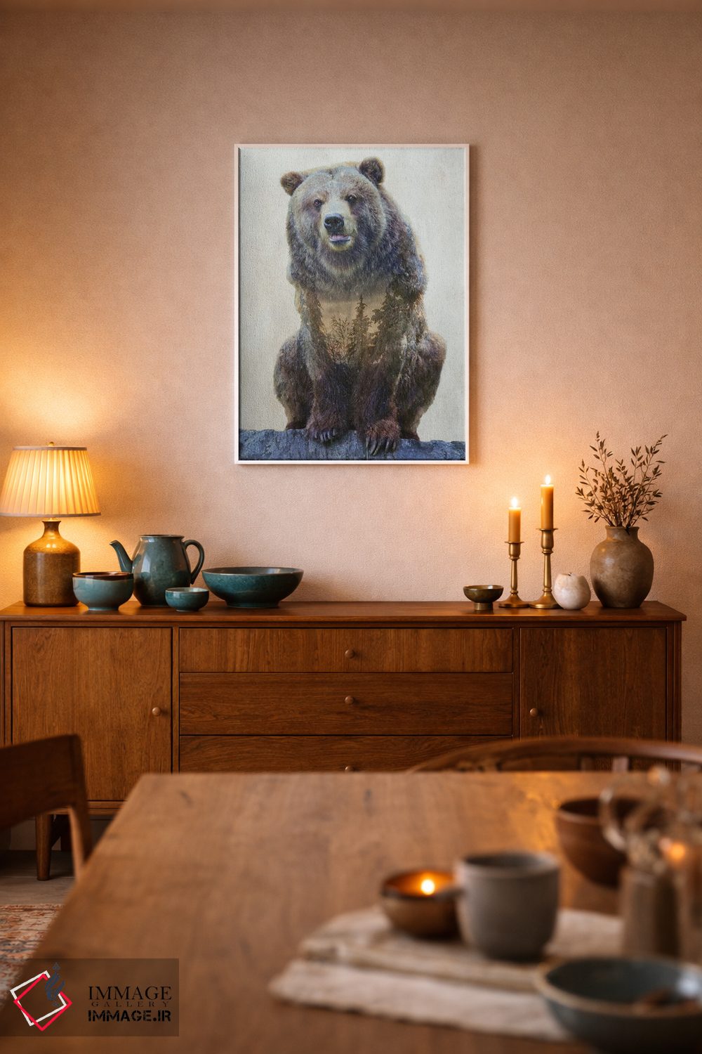 تابلو دکوراتیو خرس گریزلی اثر کیم کورینگا - D6W