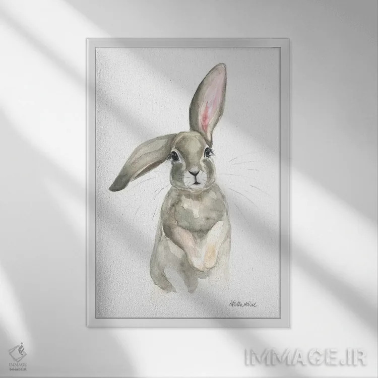 تابلو دکوراتیو گوش دراز اثر کیرستن دیل - نمای قابدار سفید