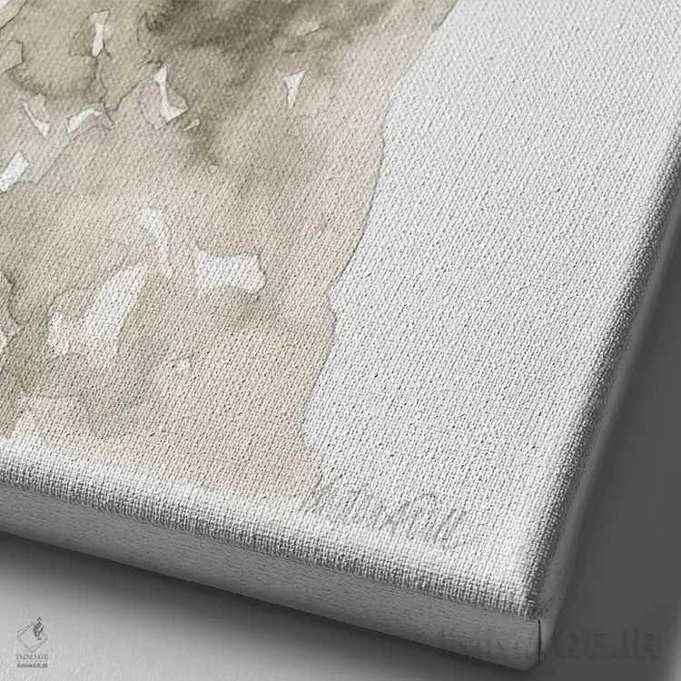 تابلو دکوراتیو لامای قهوه ای اثر کیرستن دیل - نمای نزدیک بافت بوم