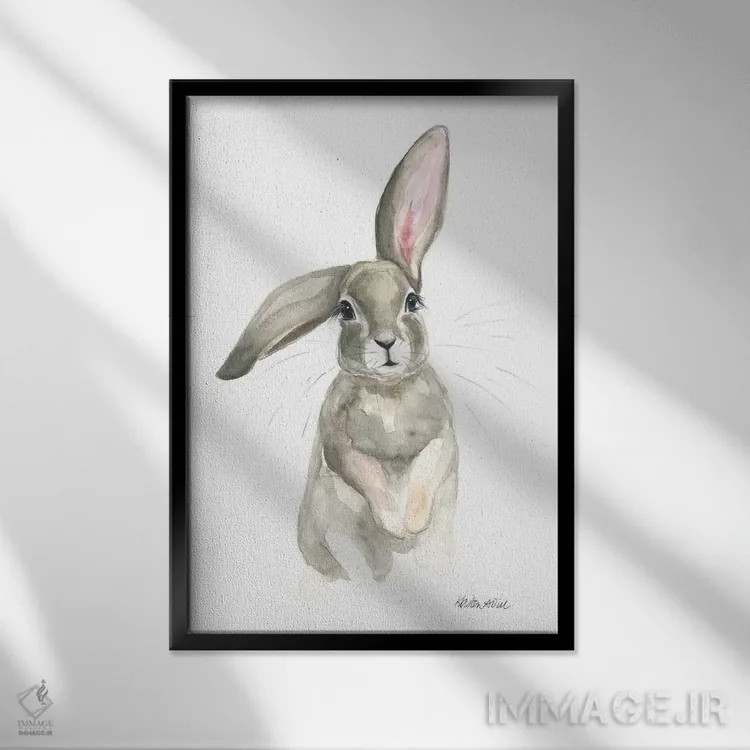 تابلو دکوراتیو گوش دراز اثر کیرستن دیل - نمای قابدار مشکی