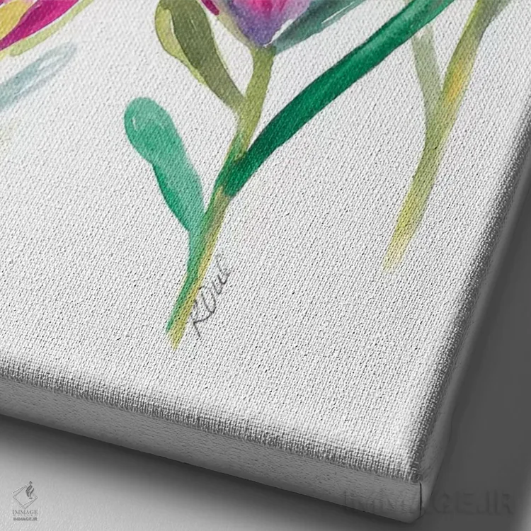 تابلو دکوراتیو مرغ مگس خوار گلدار اثر کیرستن دیل - نمای نزدیک بافت بوم