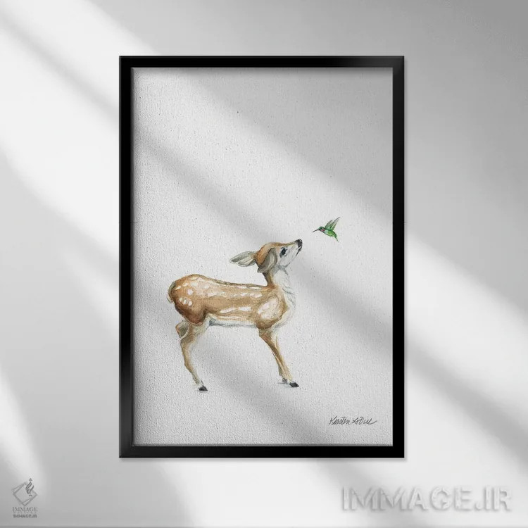 تابلو مینیمال سلام دوست من I اثر کیرستن دیل - نمای قابدار مشکی