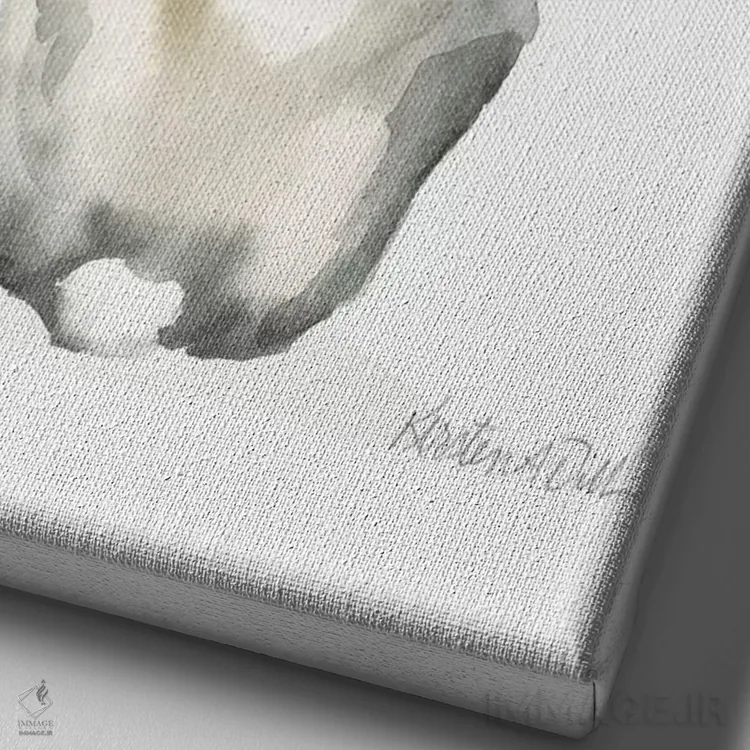 تابلو مینیمال خرگوش اثر کیرستن دیل - نمای نزدیک بافت بوم