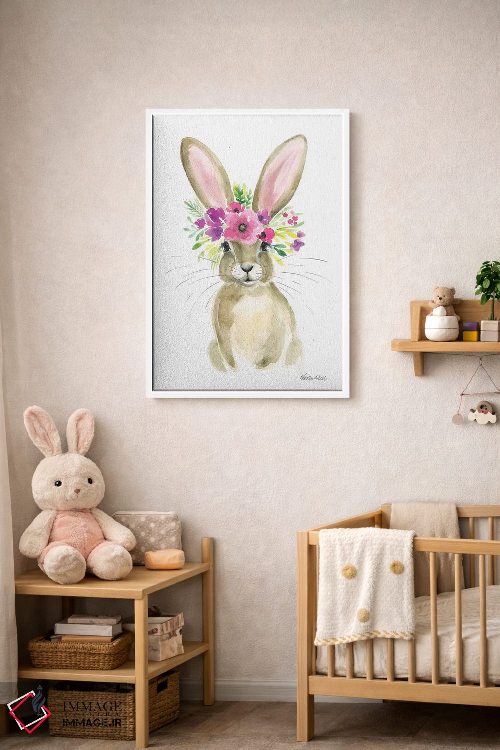 تابلو دکوراتیو خرگوش گلدار اثر کیرستن دیل - D2W